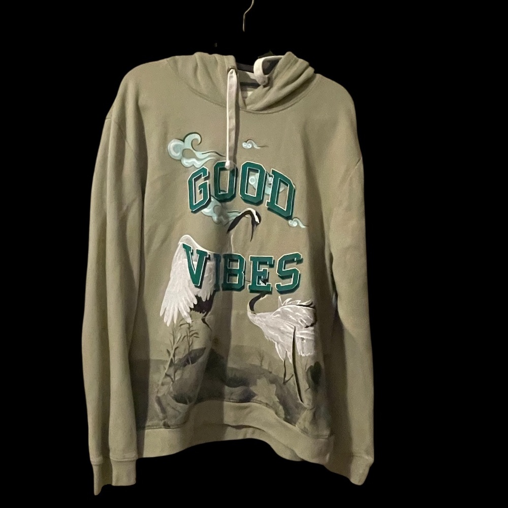 BLIND ROOSTER #O Optimistic Opportunity GOOD VIBES Crains Men's Hoodie Size L